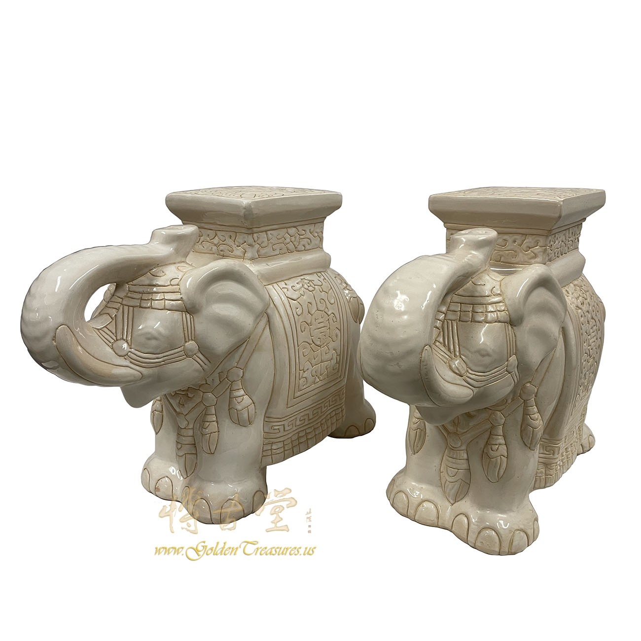 Vintage Chinese Glaze Ceramic Elephant Garden Seat/Plant Stand