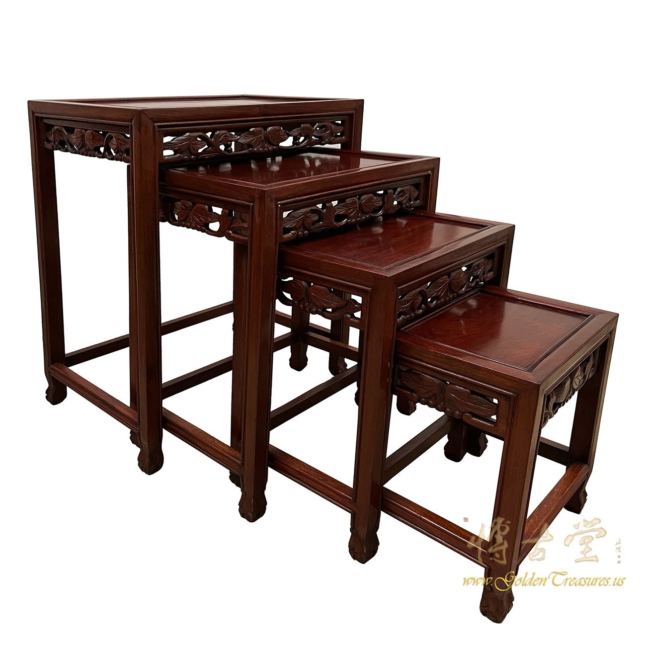 Vintage Chinese carved Rosewood Nesting Table set