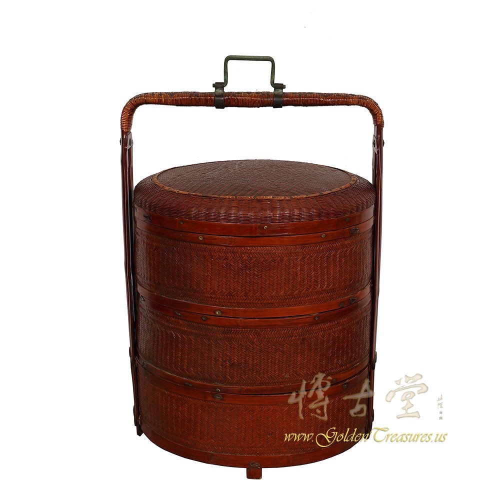 Chinese Antique Rattan Hamper/Food Box