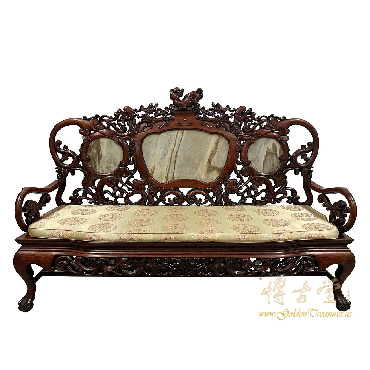 20 Century Antique Chinese Massive Carved Rosewood Sofa/Bench