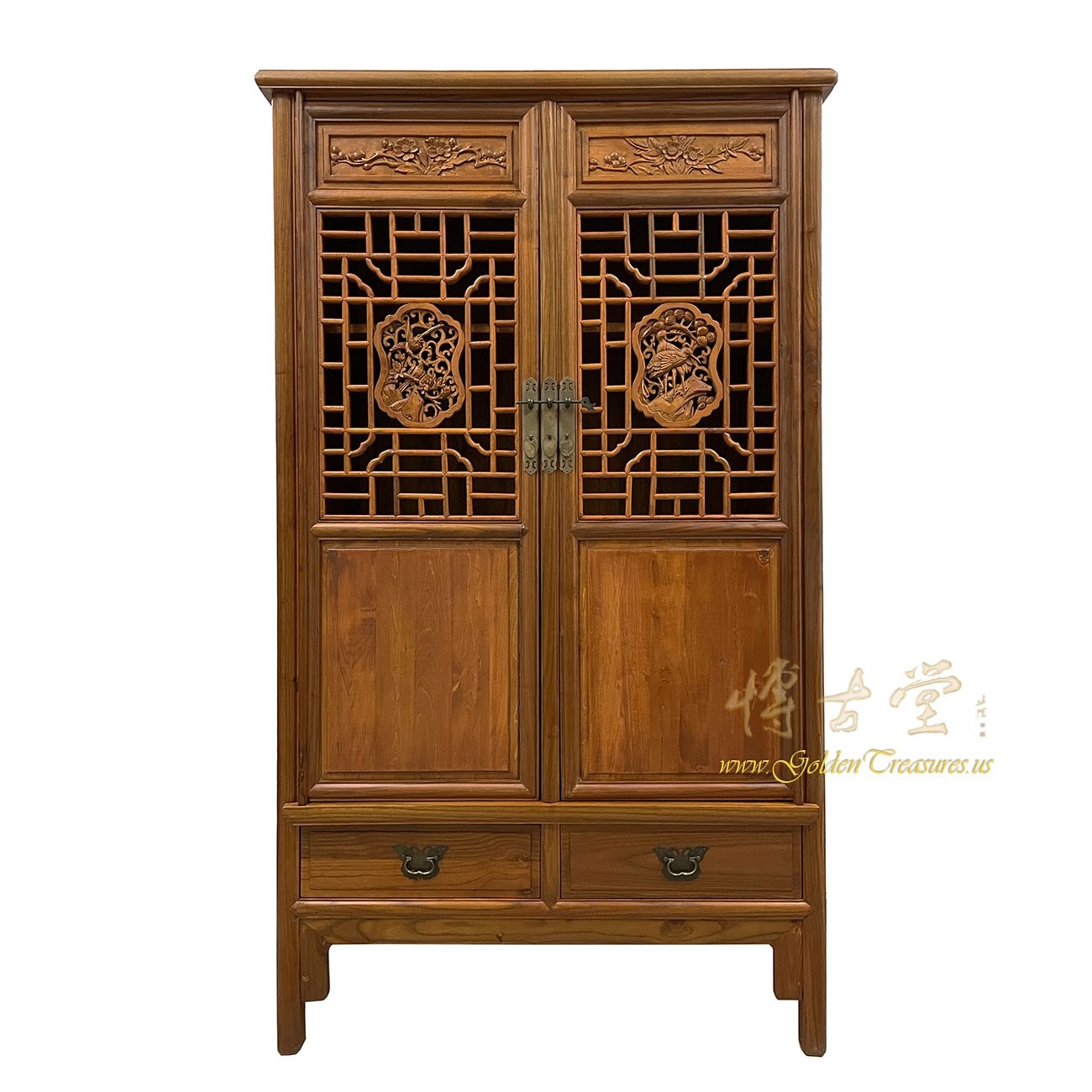 Vintage Chines Carved Wooden Cabinet, Armoire