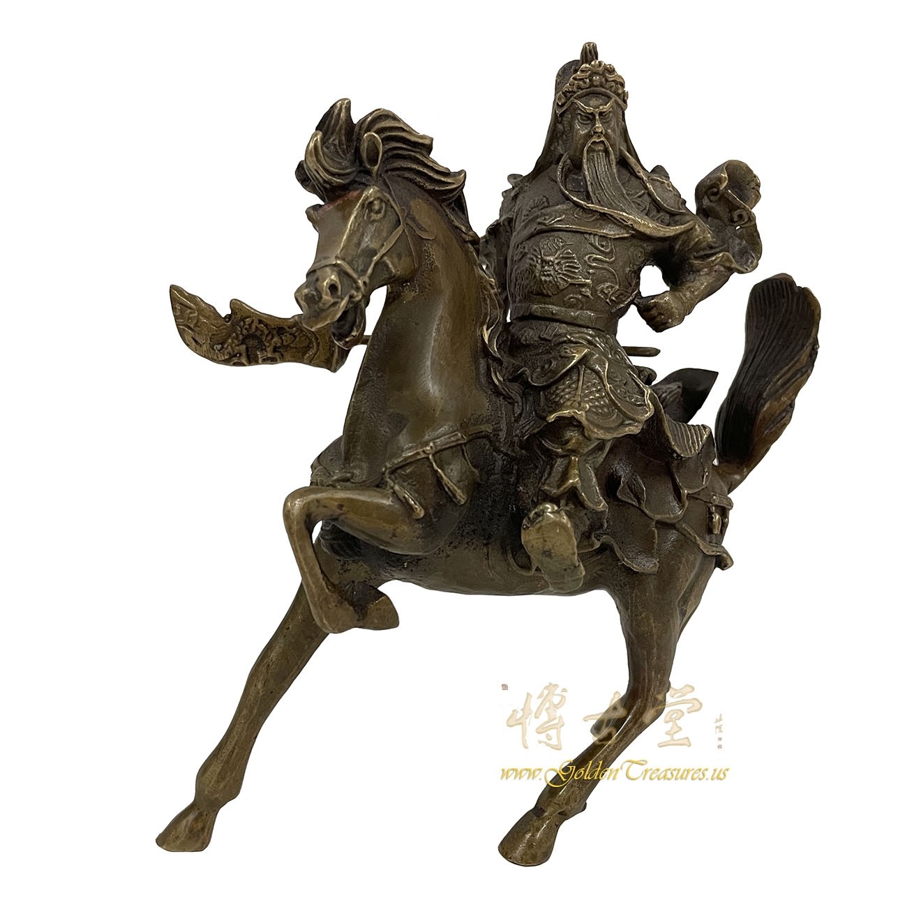 Vintage Chinese Bronze Guan Gong Warrior God Sculpture