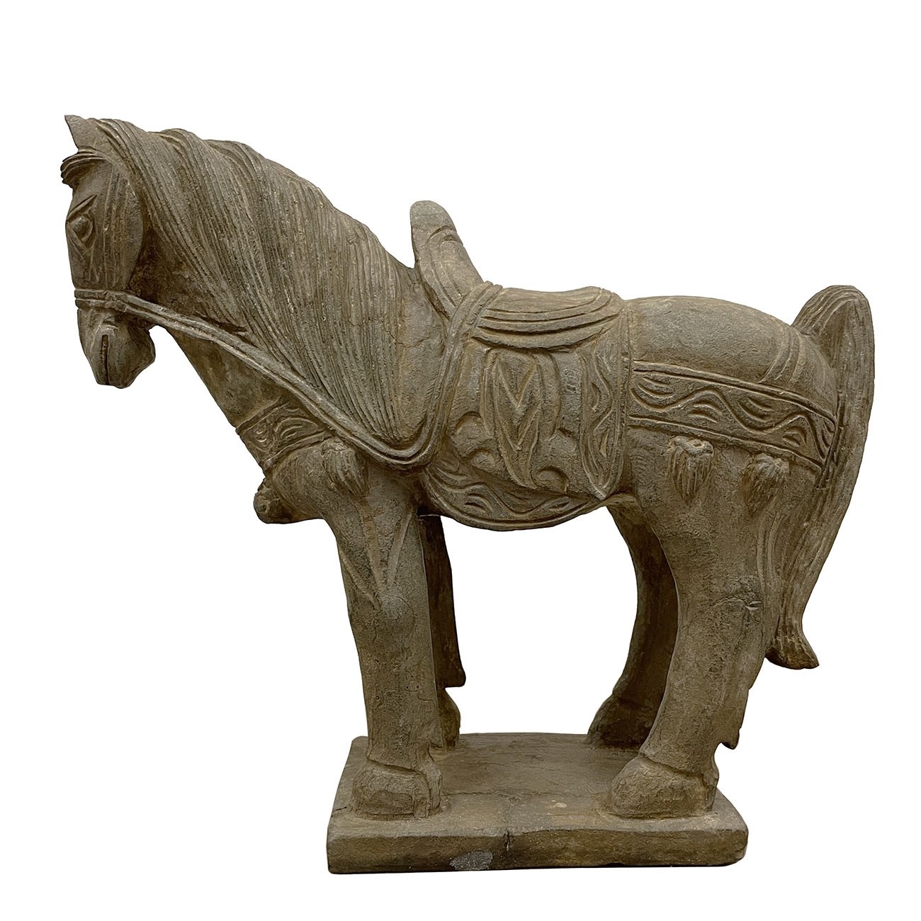 Early 20th Century Chinese Vintage Carved Stone Horse Statue/Sculpture