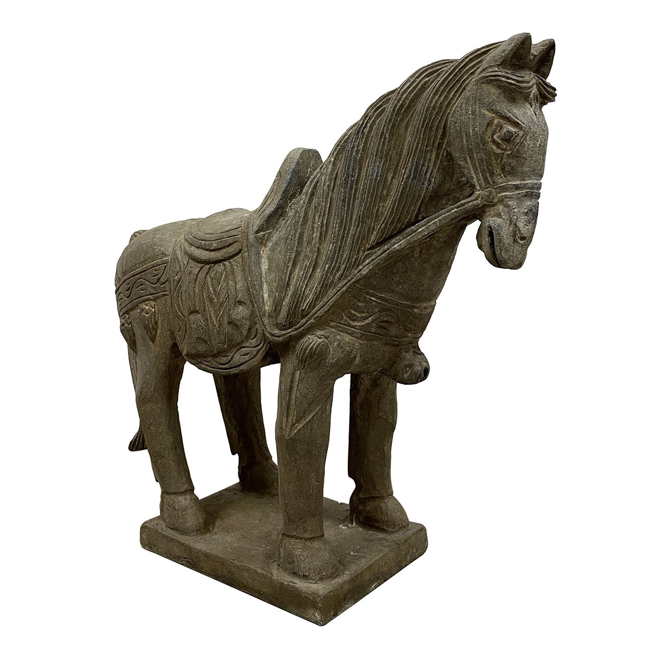 Early 20th Century Chinese Vintage Carved Stone Horse Statue/Sculpture
