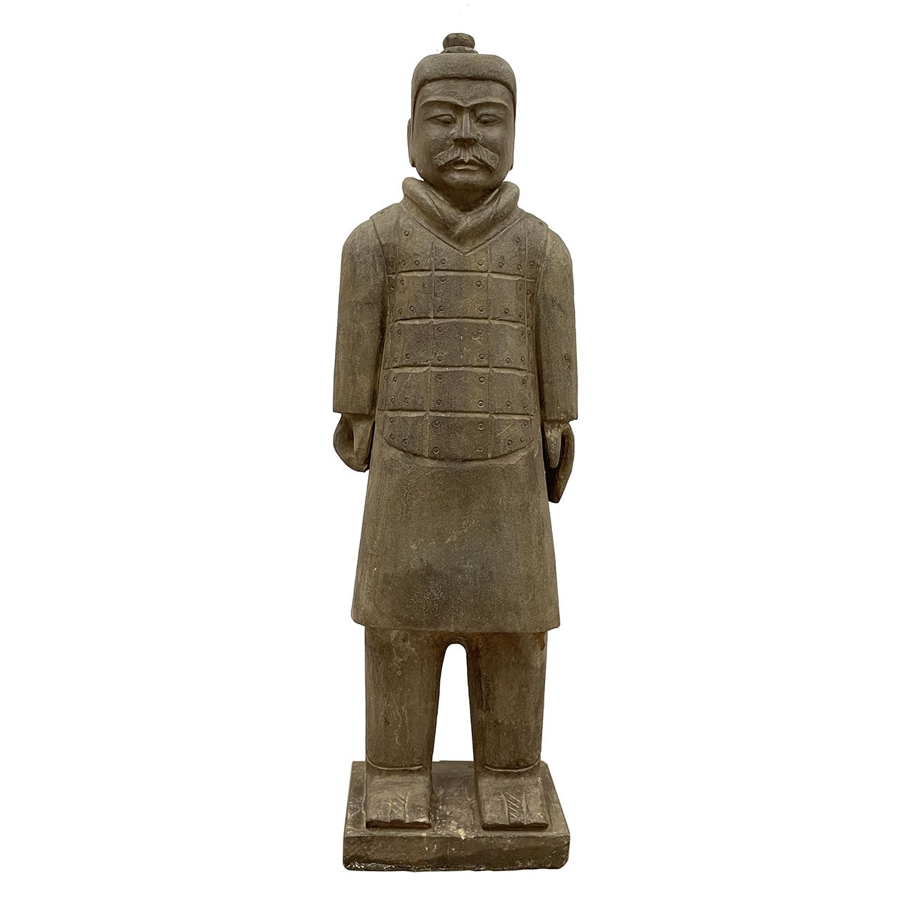 20th Century Chinese Reproduction Stone Terra-cotta Warrior