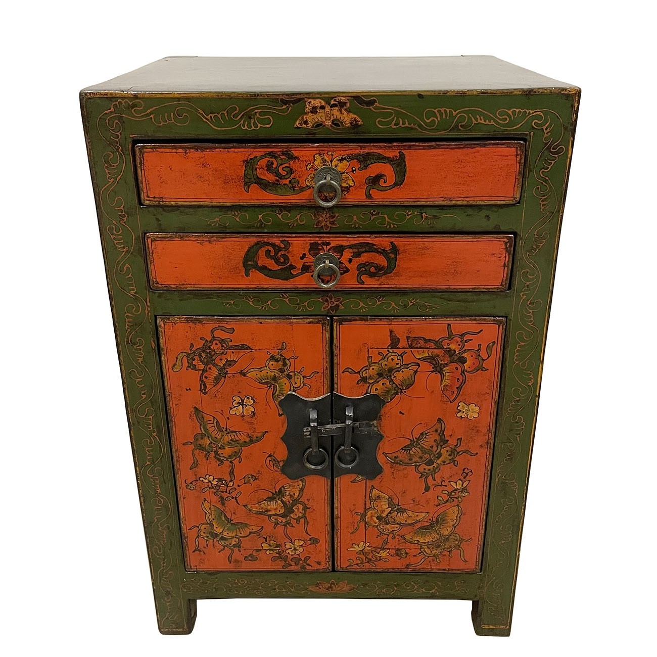 Vintage Chinese Painted "Lucky" Night Stand/End Table