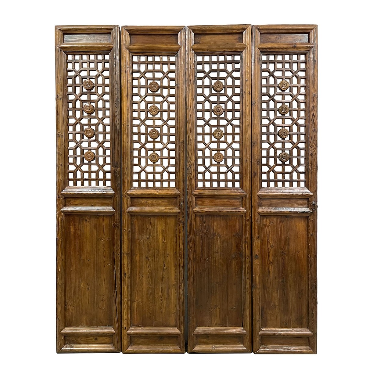 19th Century Antique Chinese Handcrafted 4 Panel Wooden Screen/Room Divider