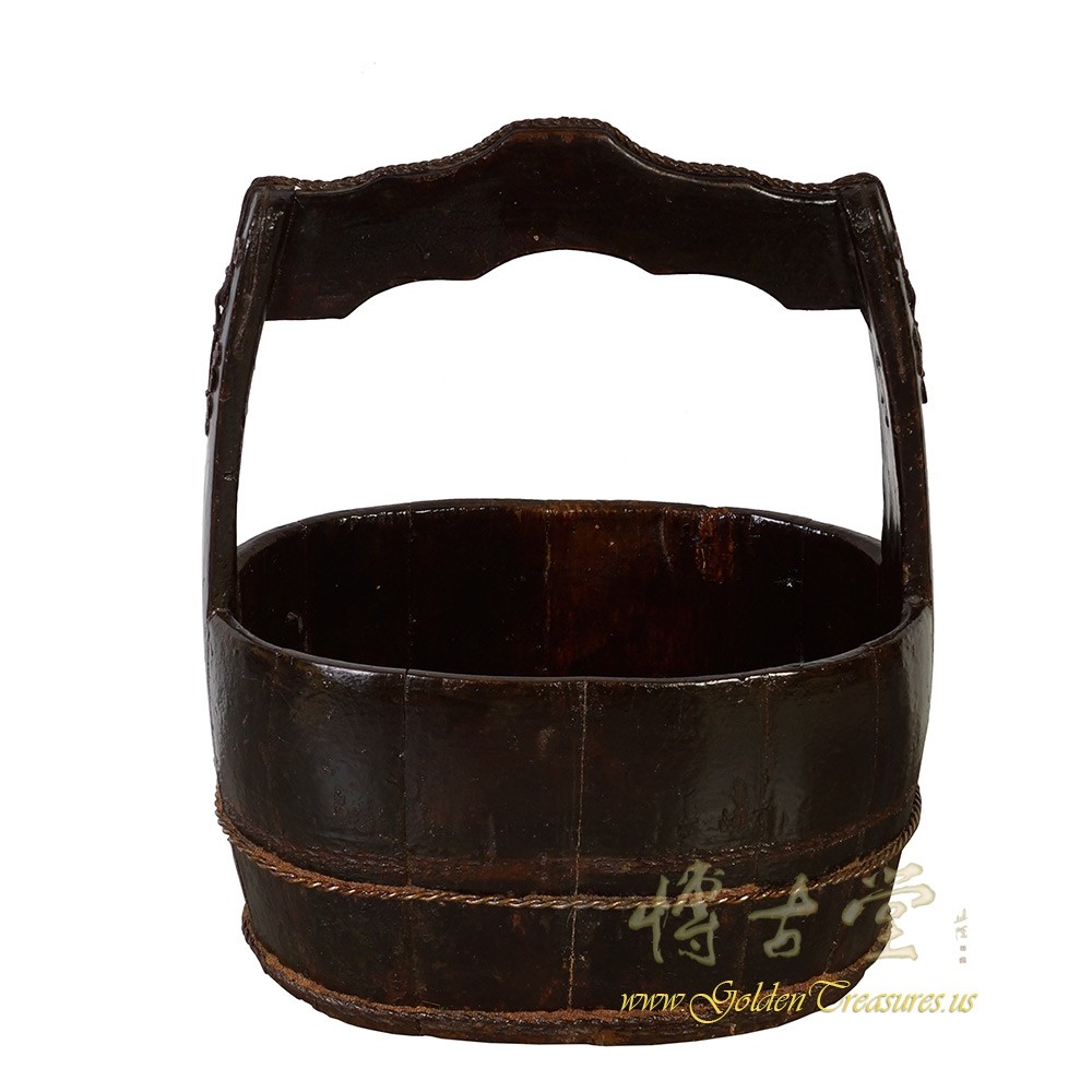 Antique Chinese Wooden Water Bucket