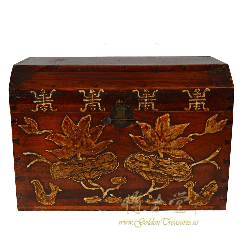 19 Century Antique Chinese Wooden Painted Box 