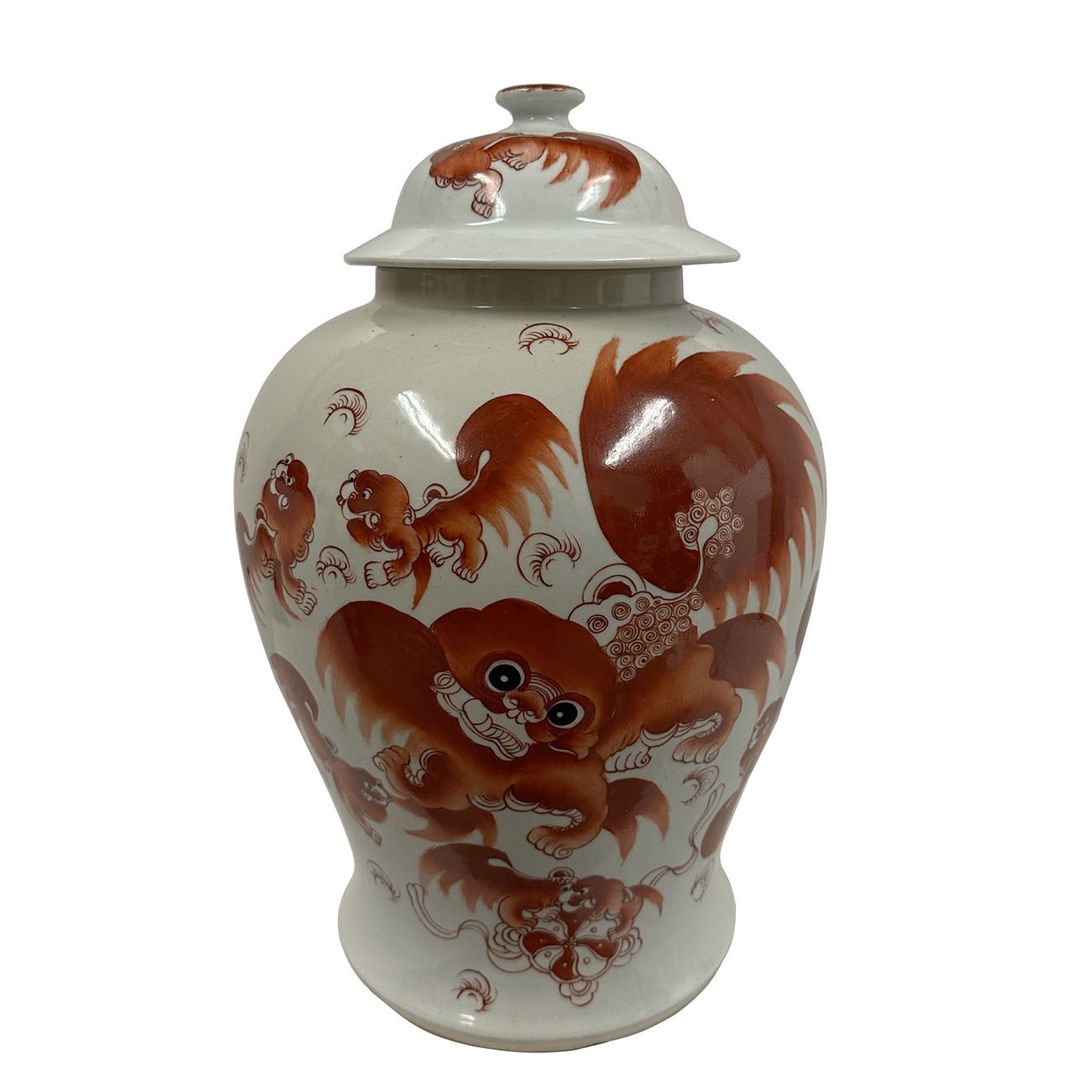 Early 20th Century Chinese Hand painted FooDog Ginger Jar