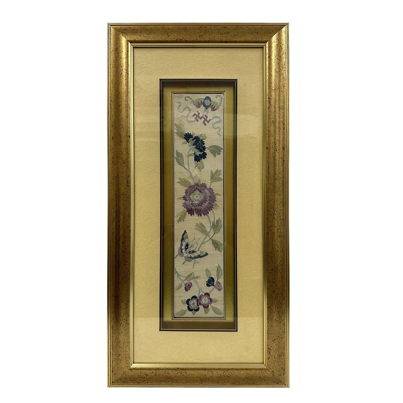 19th Century Antique Chinese Framed Silk Embroidery Panel