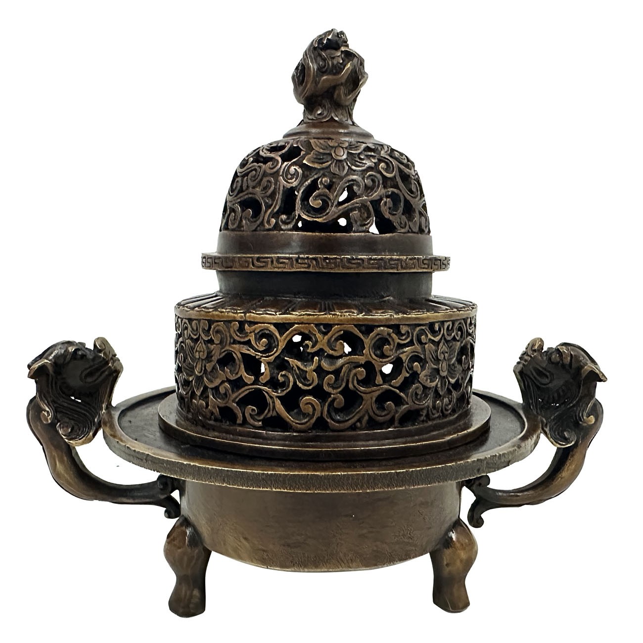 20th Century Chinese Carved Bronze Incense Burner