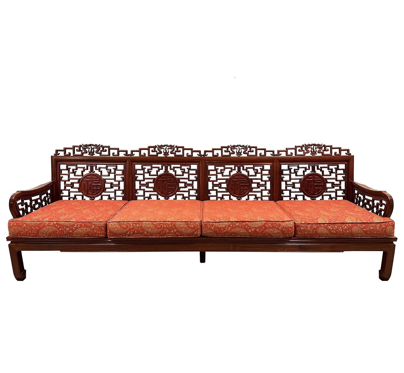 Mid 20th Century  Chinese Carved Rosewood Long Bench, Sofa