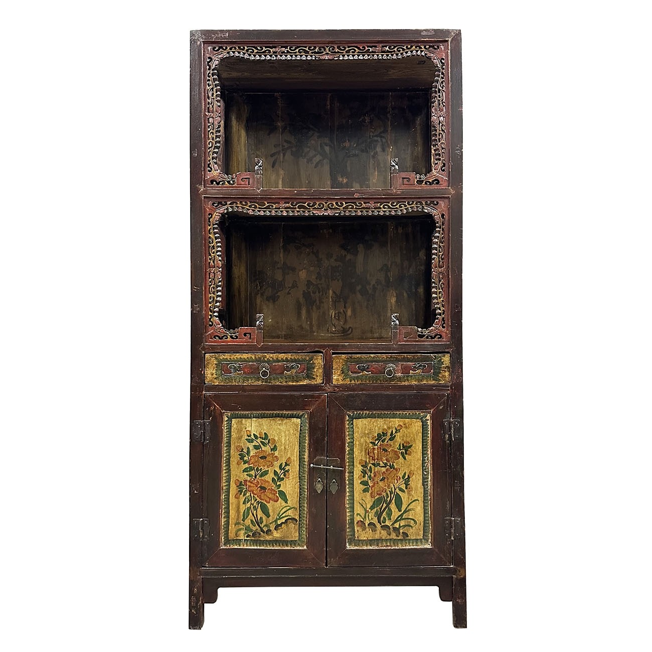 Late 19th Century Antique Chinese Carved Display Cabinet