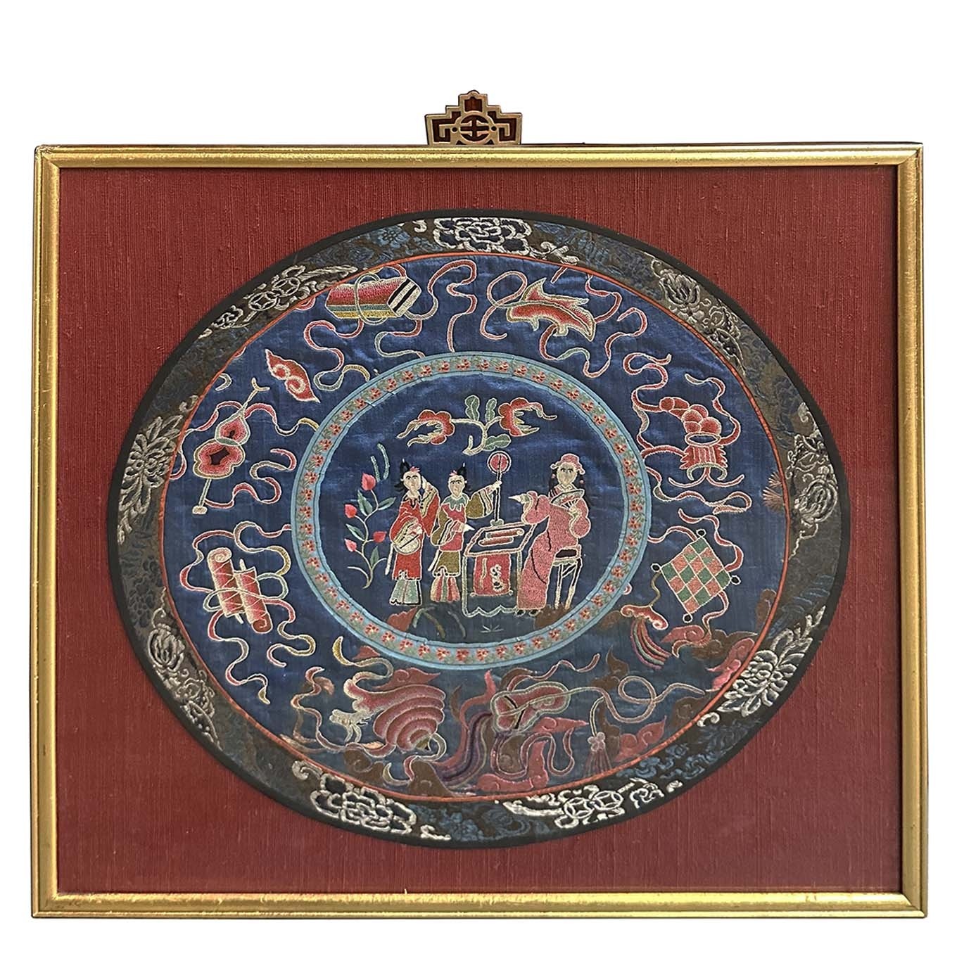 Framed Antique Chinese Qing Dynasty Embroidery 24LP111