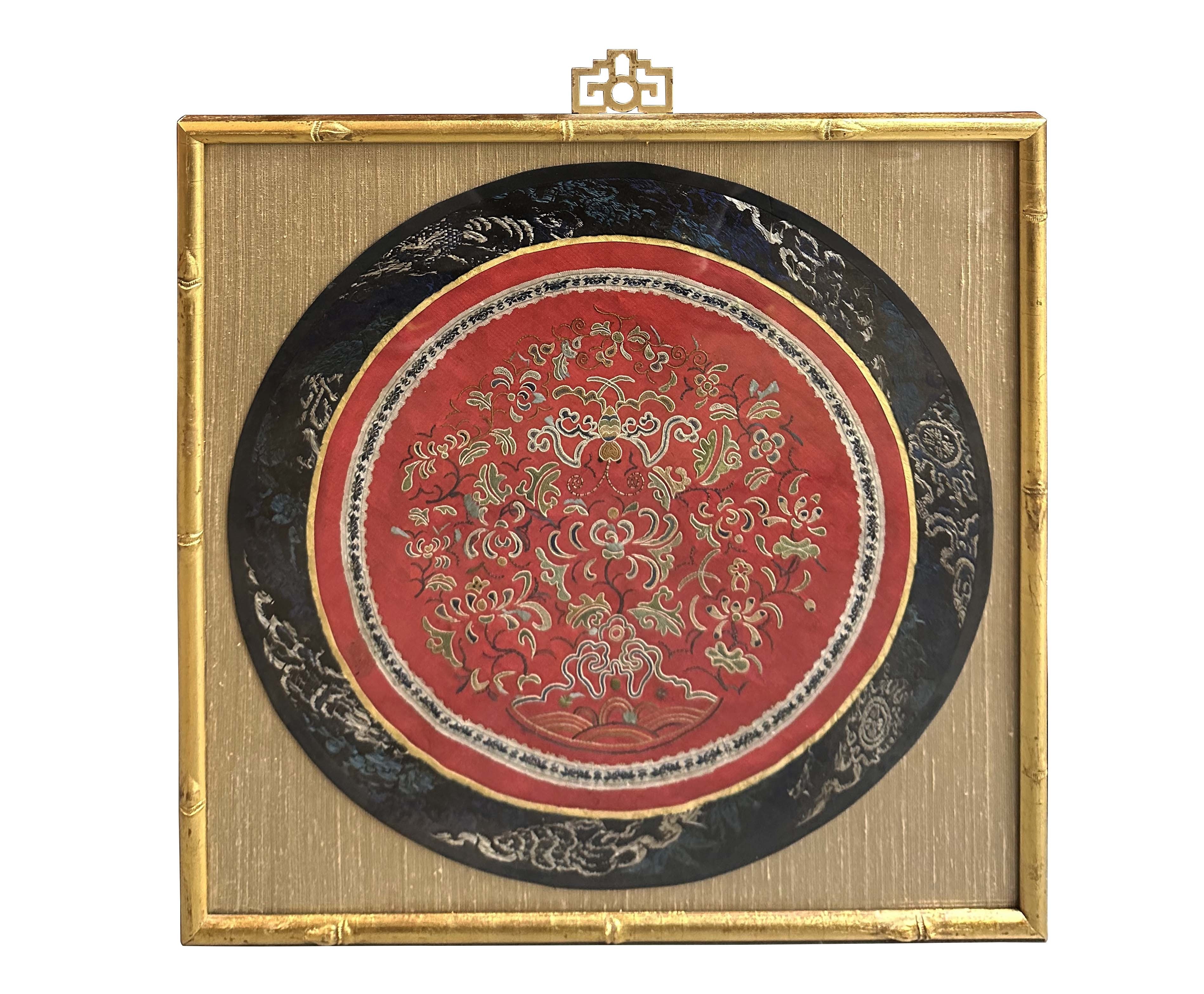 Framed Antique Chinese Qing Dynasty Embroidery 24LP121