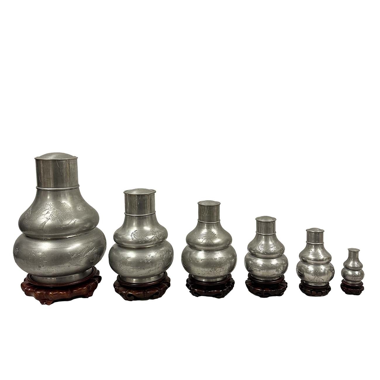 Early 20th Century Antique Chinese Tin Tea leaf Cans/Holders Set