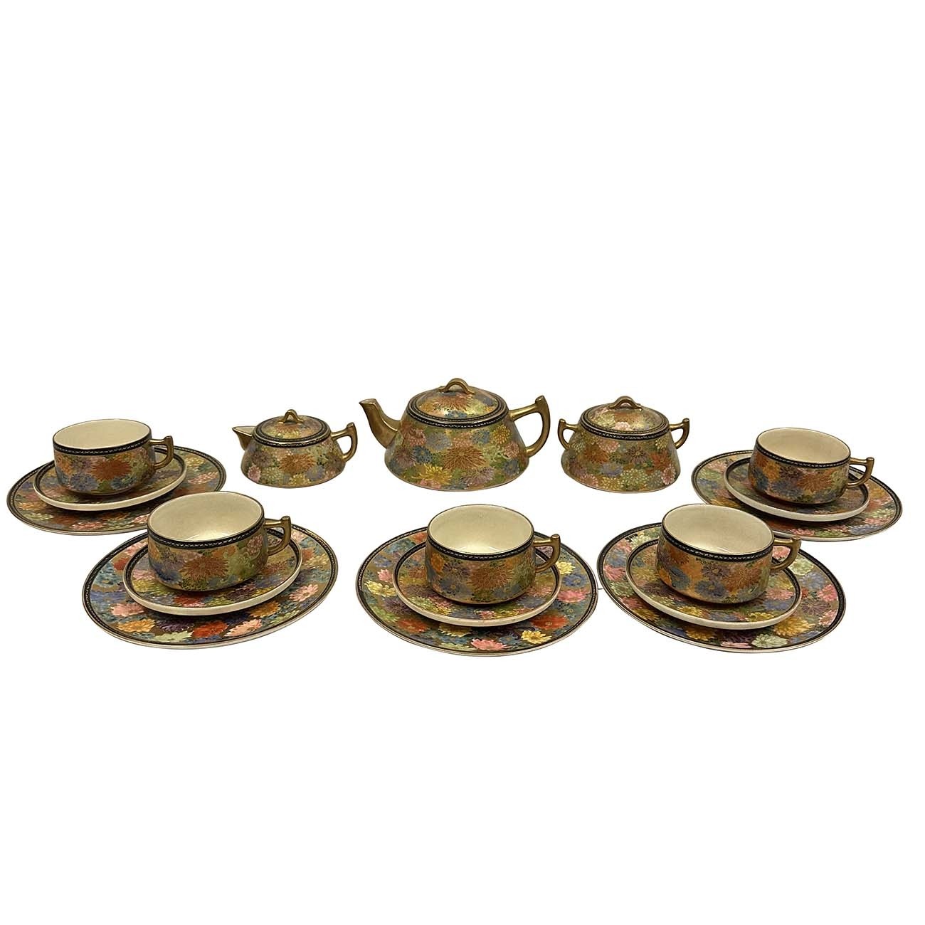 Mid-20th Century Japanese Satsuma Tea set, 21 pieces