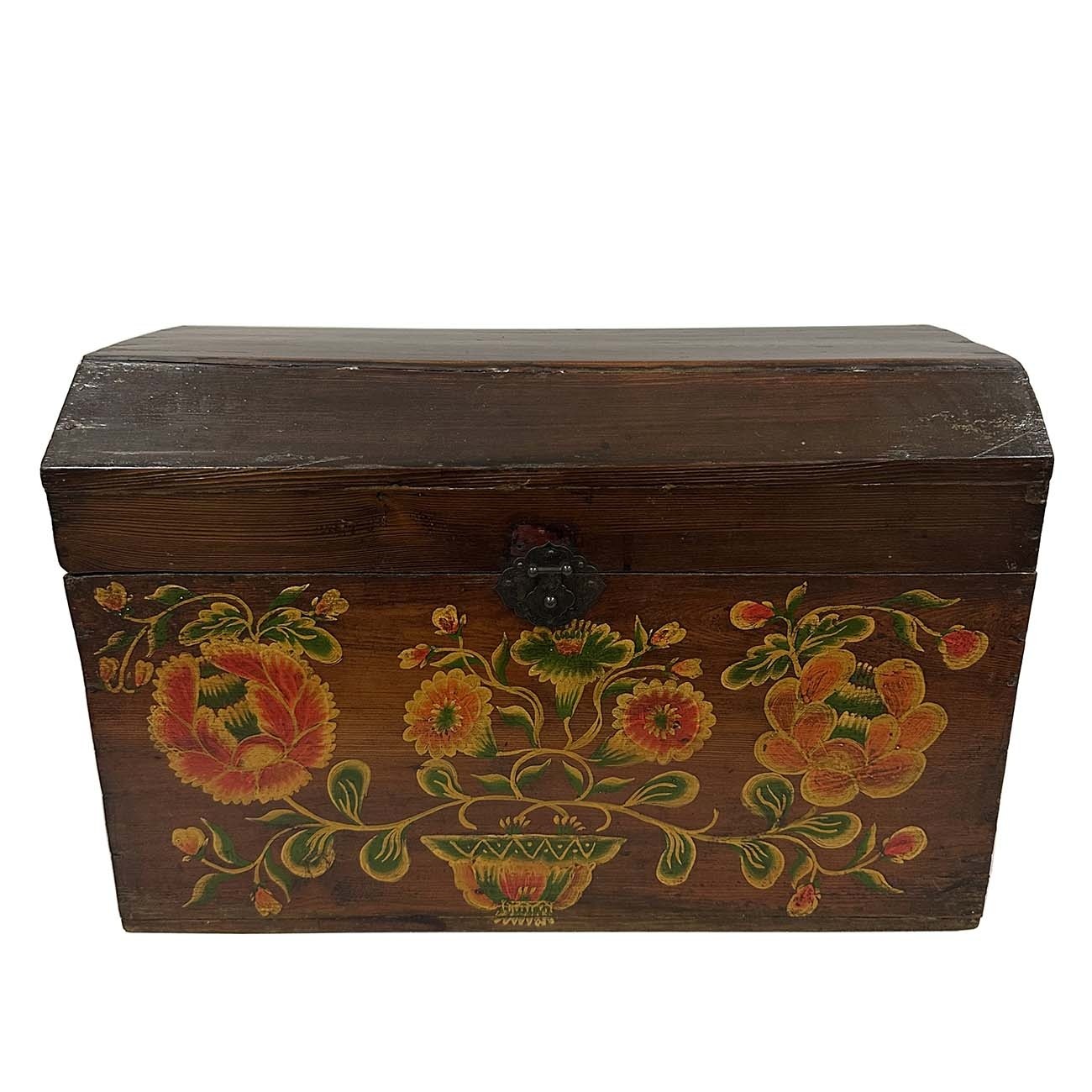 Early 20th Century Chinese Hand-Painted Wooden Box