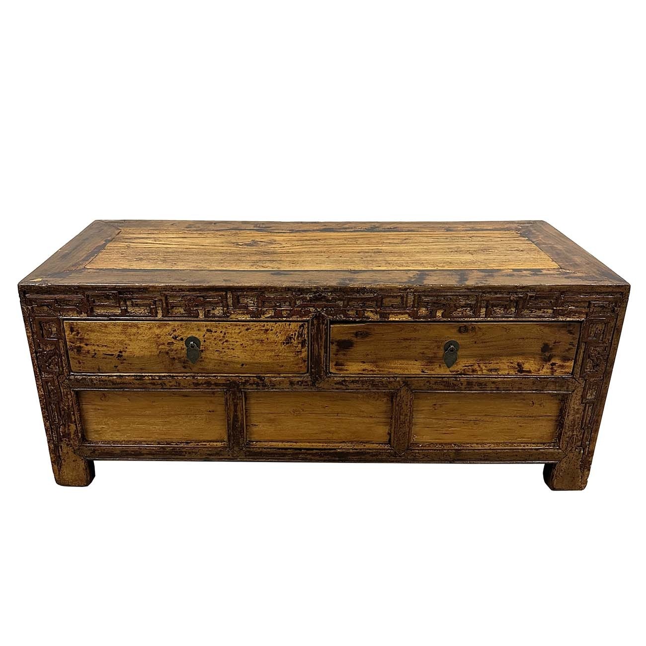 Early 20th-Century Antique Chinese Carved Low Coffee Table