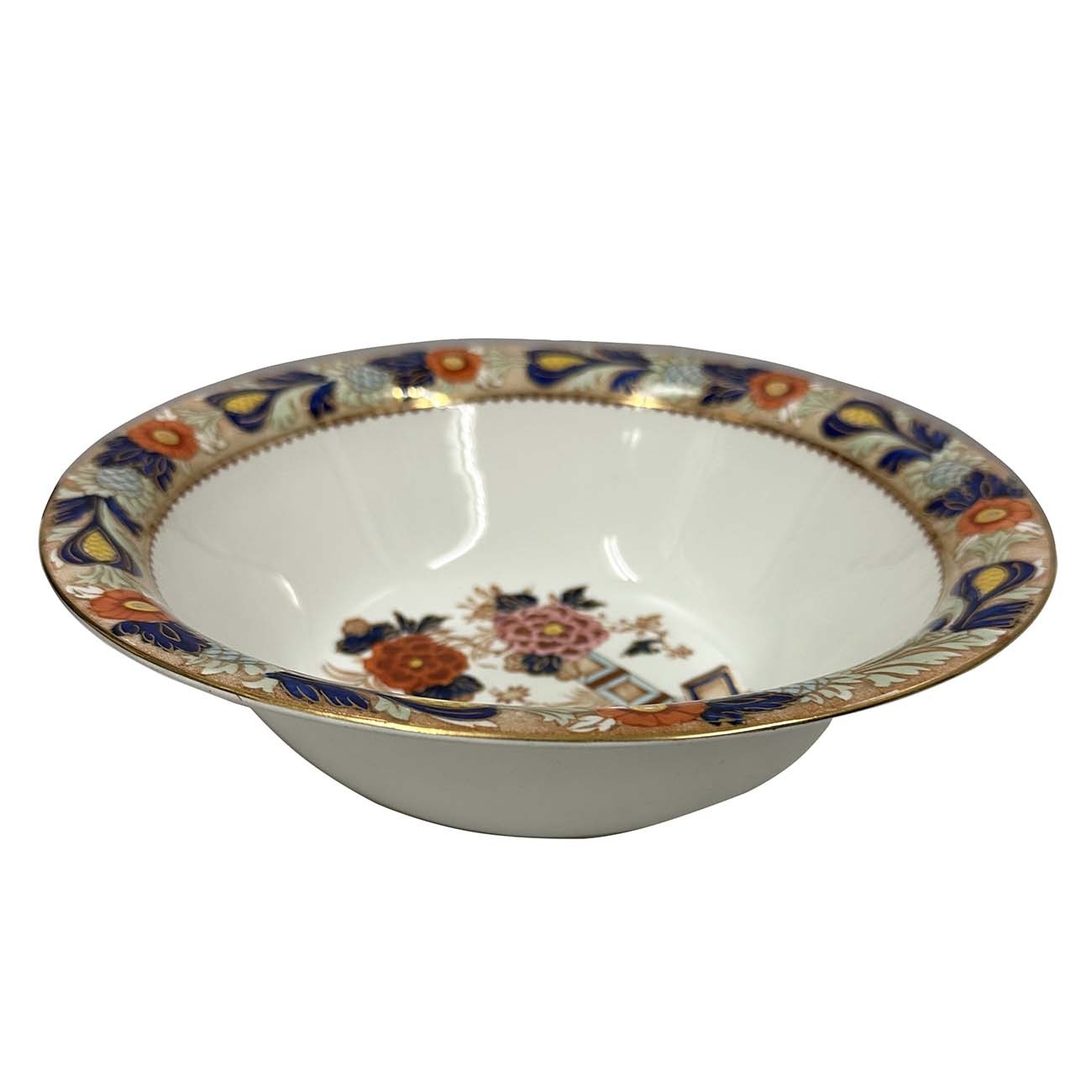 Antique Woods Ware Wincanton Blue and Rust Large Fruit/Serving Bowl