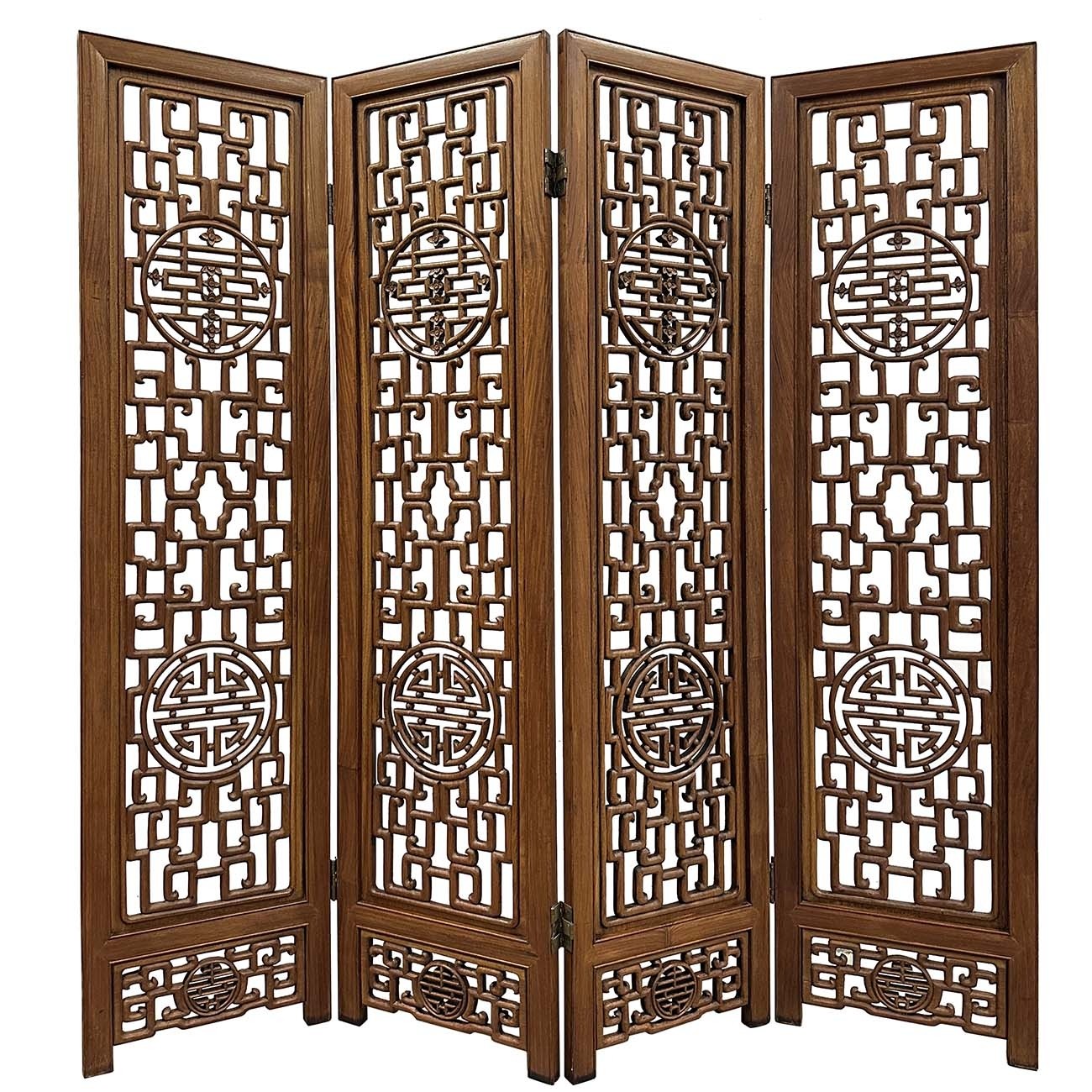 Mid-20th Century Chinese Rosewood Open Carved Screen/Room Divider