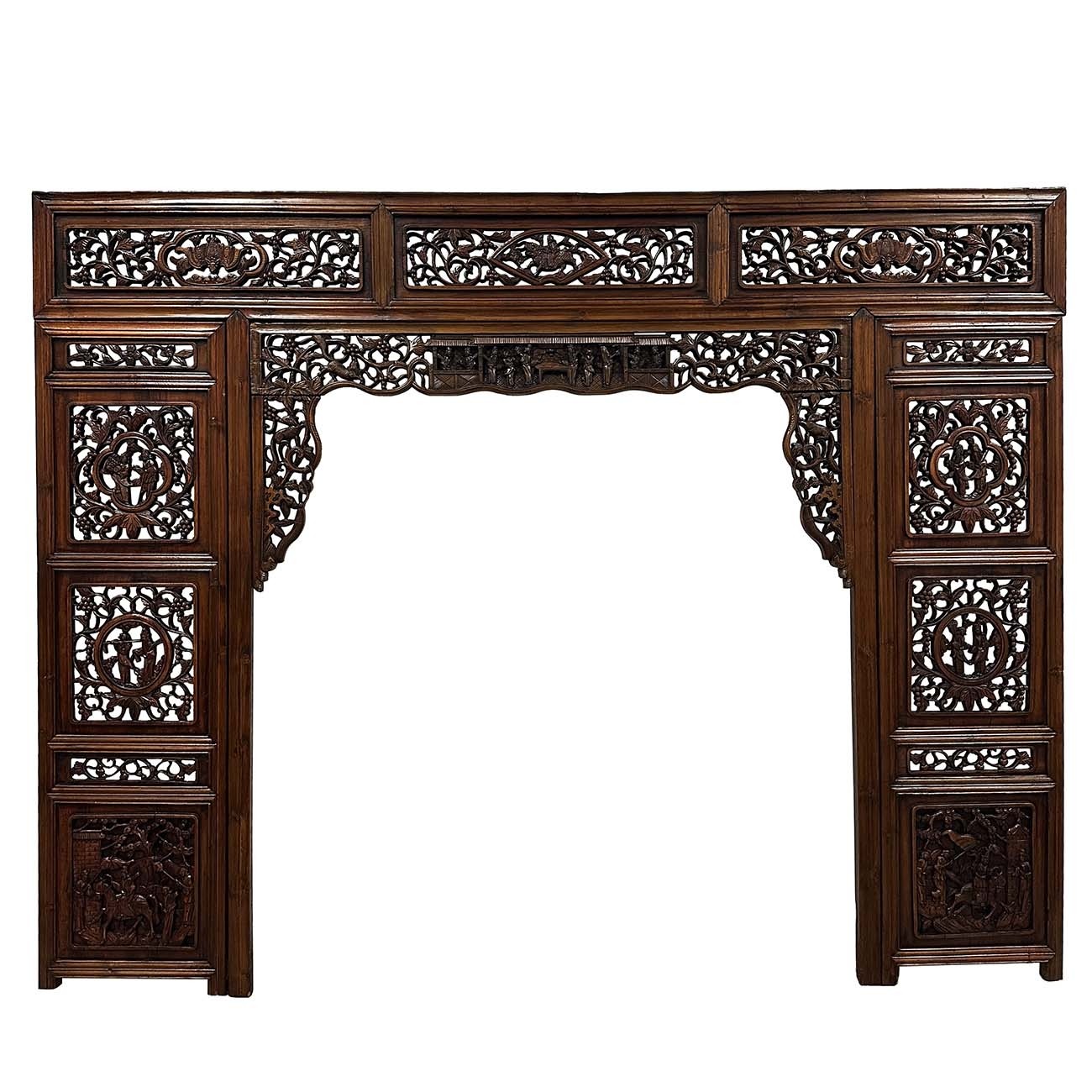 Early 20th Century Carved Chinese Wedding Bed Fascia/Bed headboard