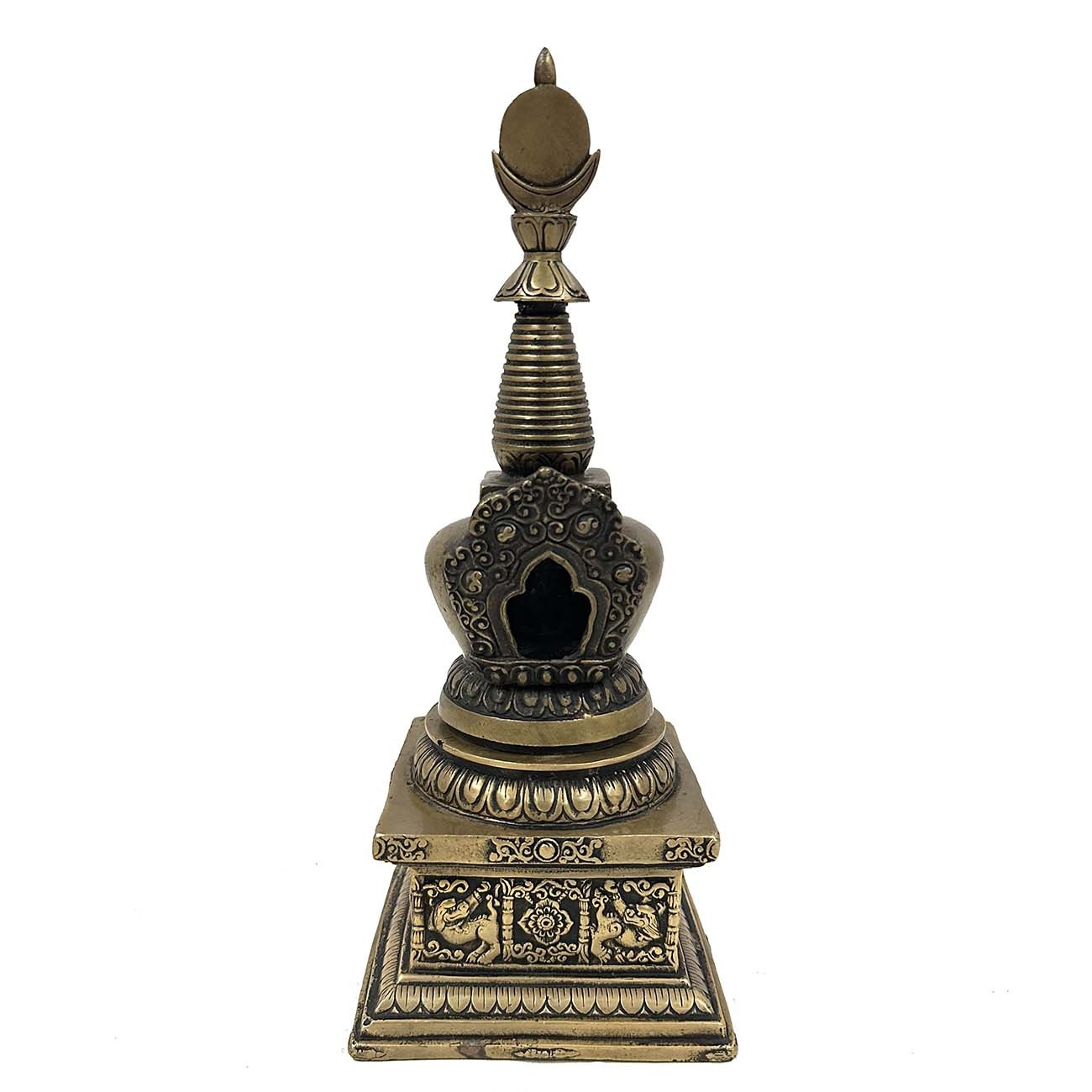 20th Century Antique Tibetan Bronze Sherizi Buddha Pagoda