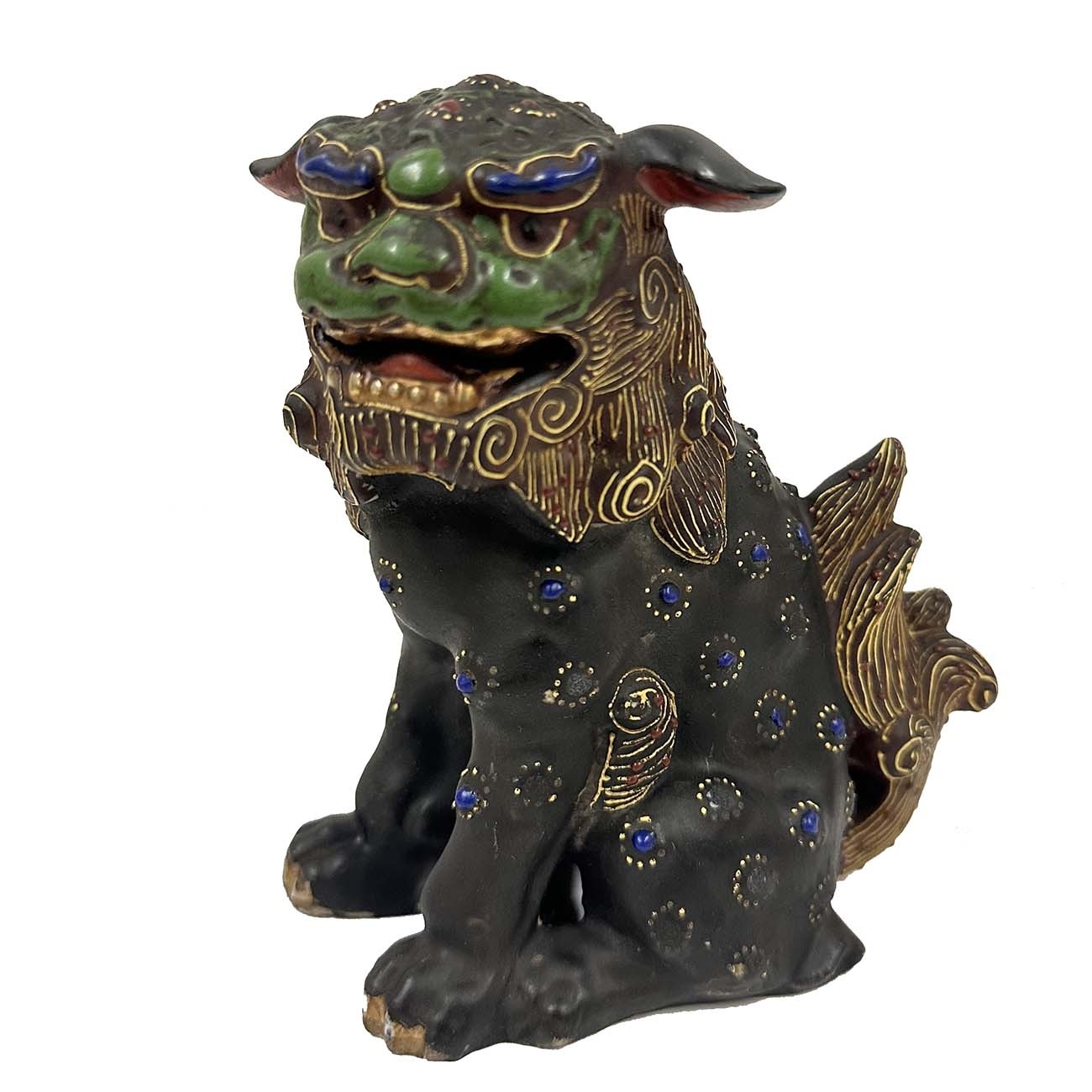 Vintage Japanese Satsuma Colorful Foo Dog Statue