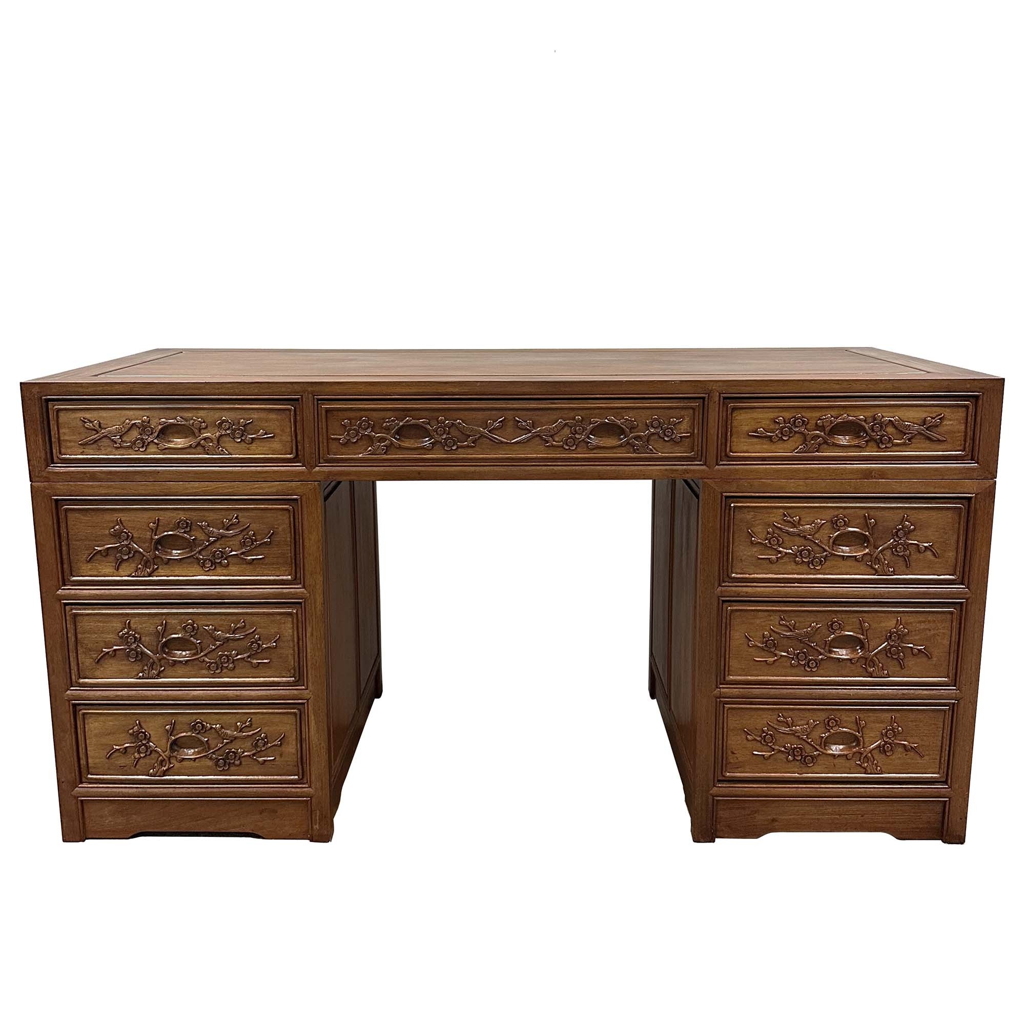 Mid-20th Century Chinese Rosewood Carved Writing Desk
