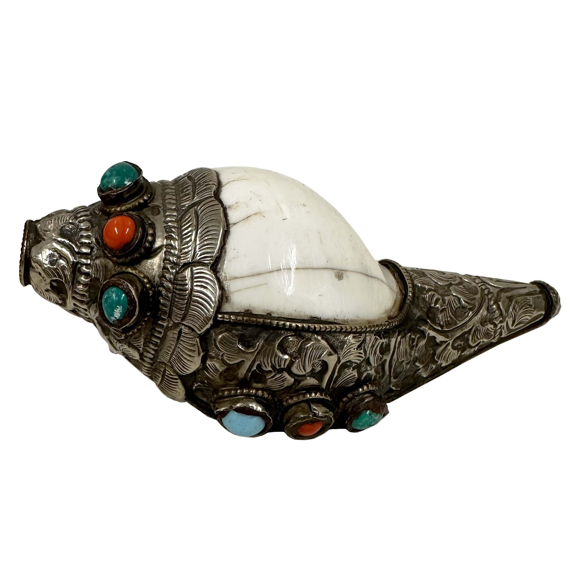 Mid-20th Century Tibetan Ritual Conch Shell Trumpet