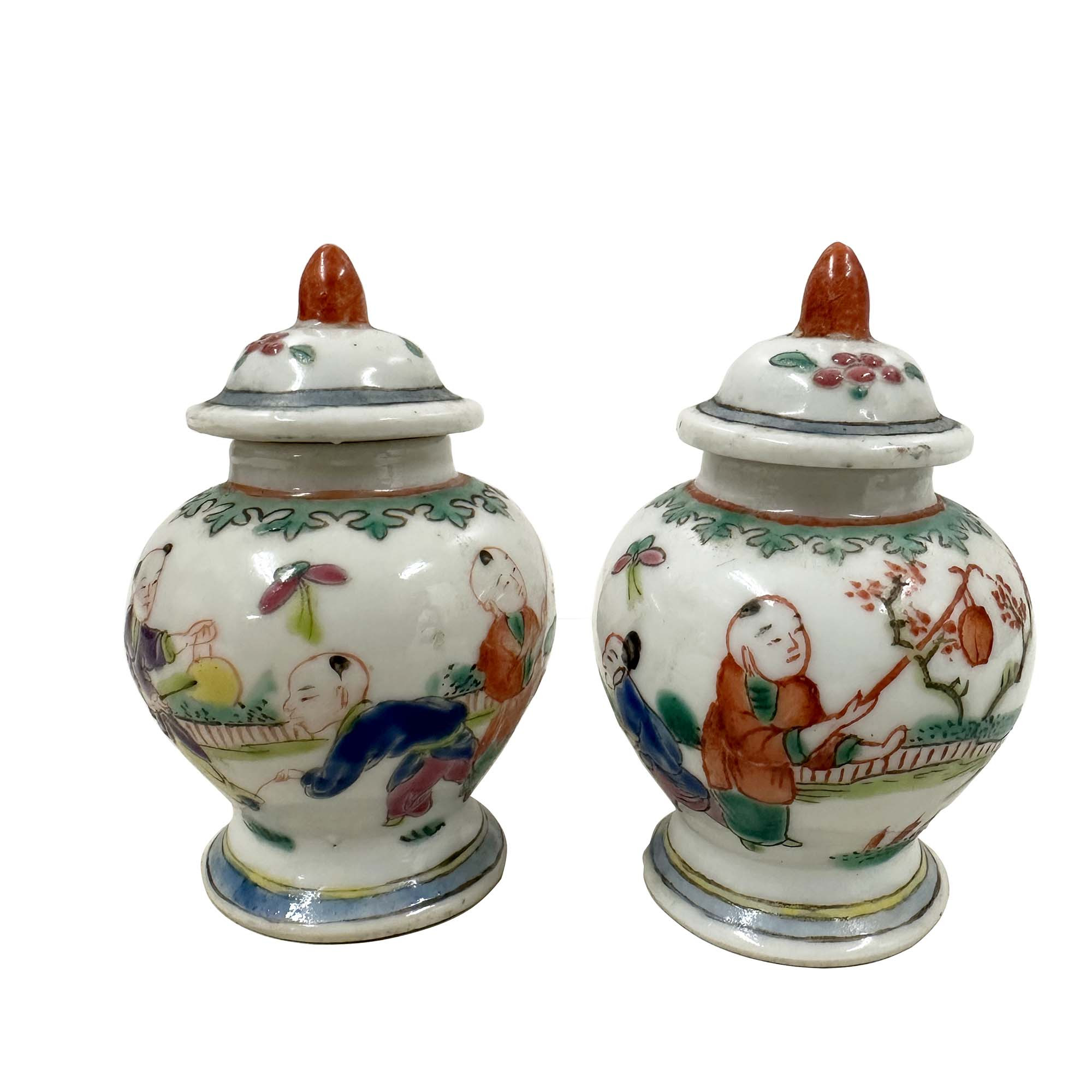 Early 20th Century Chinese Hand painted Porcelain Ginger Jar - a pair