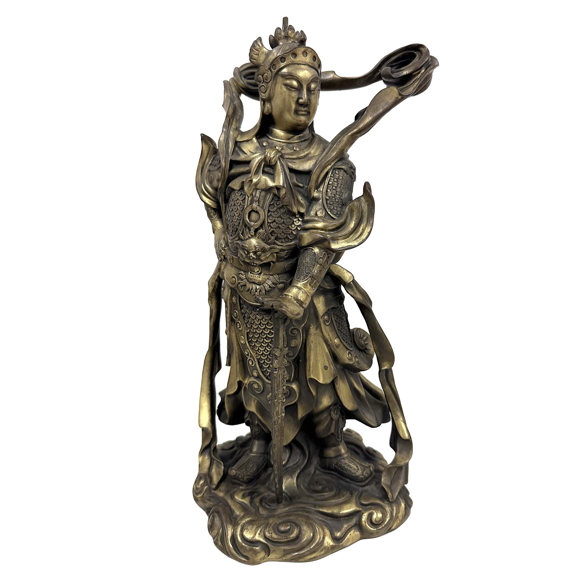 20th-Century Chinese Bronze Wei Tuo Bodhisattva Statue
