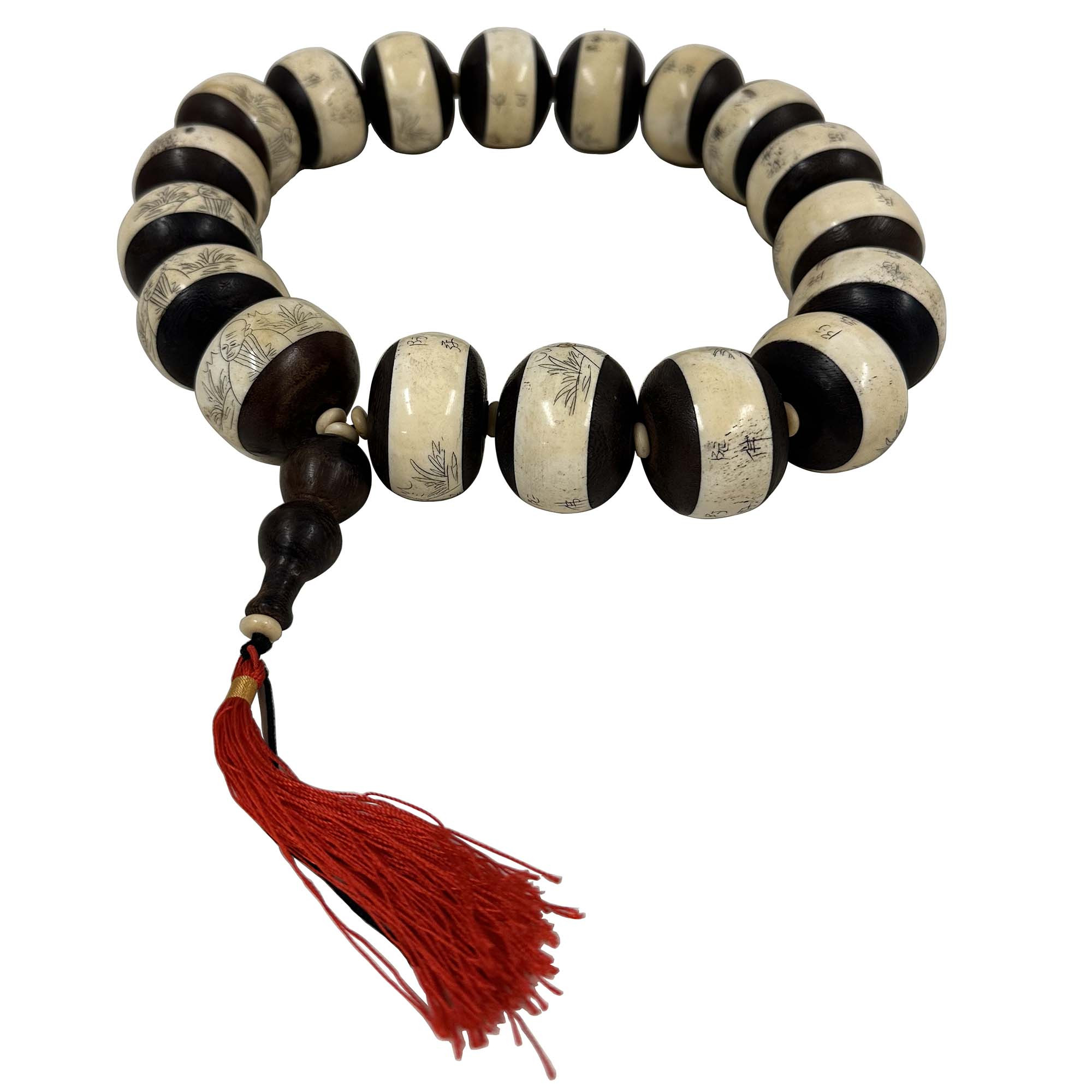 Mid 20th Century Buddhist Rosary of 18 Large Bone Beads