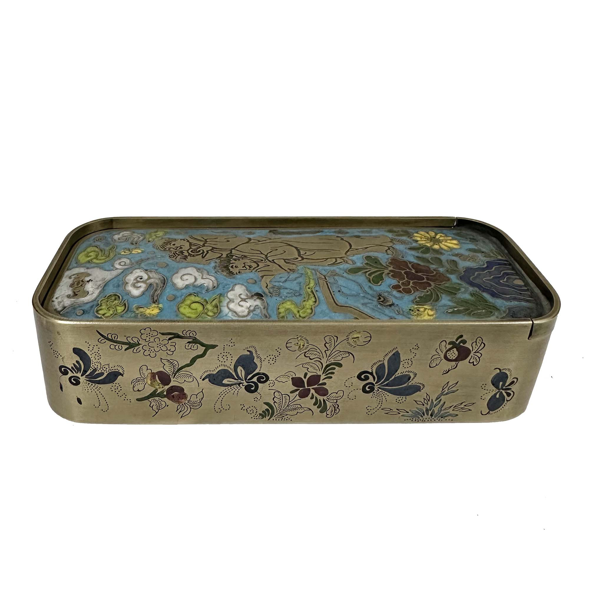 Late 19th Century Antique Chinese Scholar's Writing Box, PAKTONG & Champleve