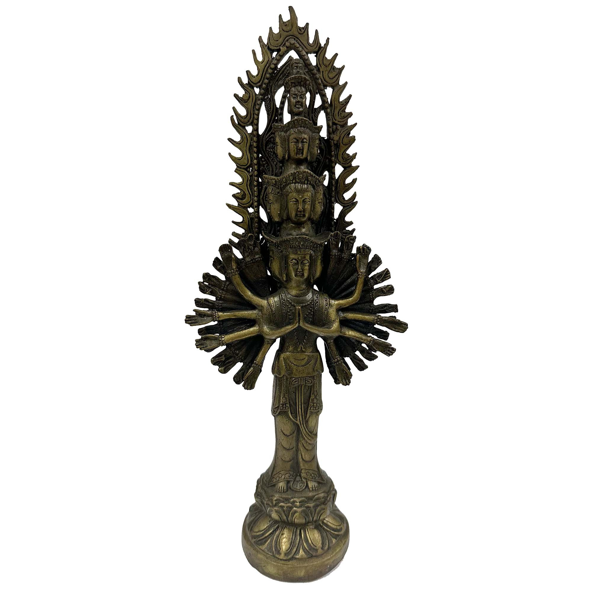 Vintage Chinese Bronze Eleven-Headed Avalokiteshvara, Kwan-yin Sculpture