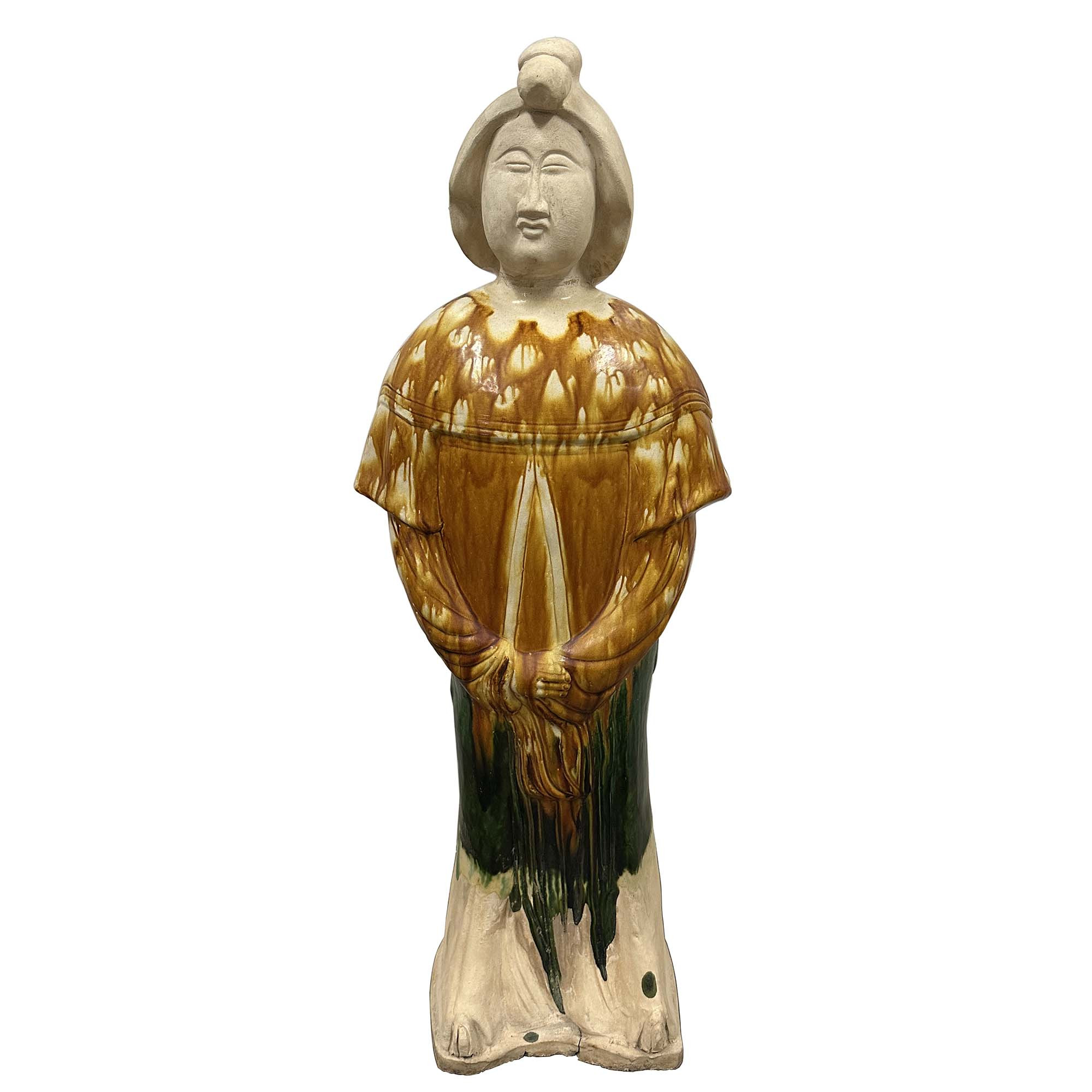 Mid Century Large Chinese Sancai glazed pottery figure - Tang Style court Lady