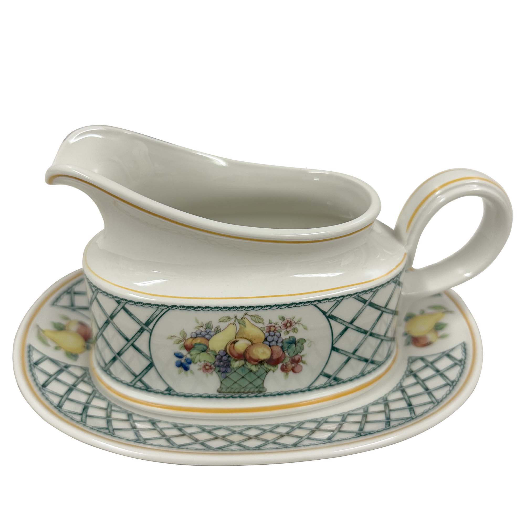 Vintage set of Villeroy and Boch Basket Gravy Boat and Matching Under Plate