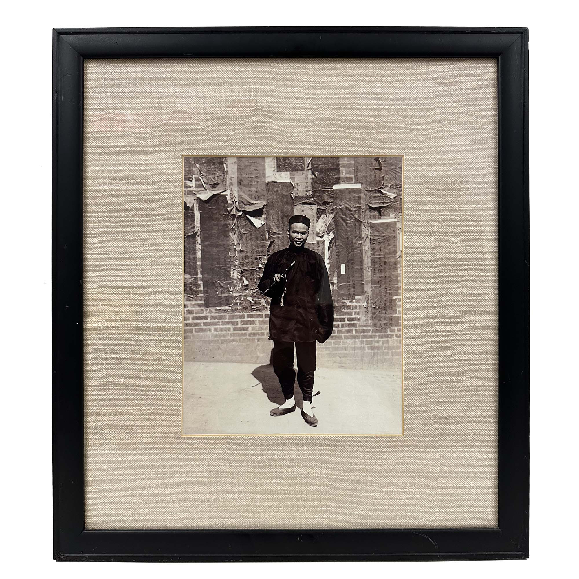 Framed vintage black-and-white photograph of Chinese Professor