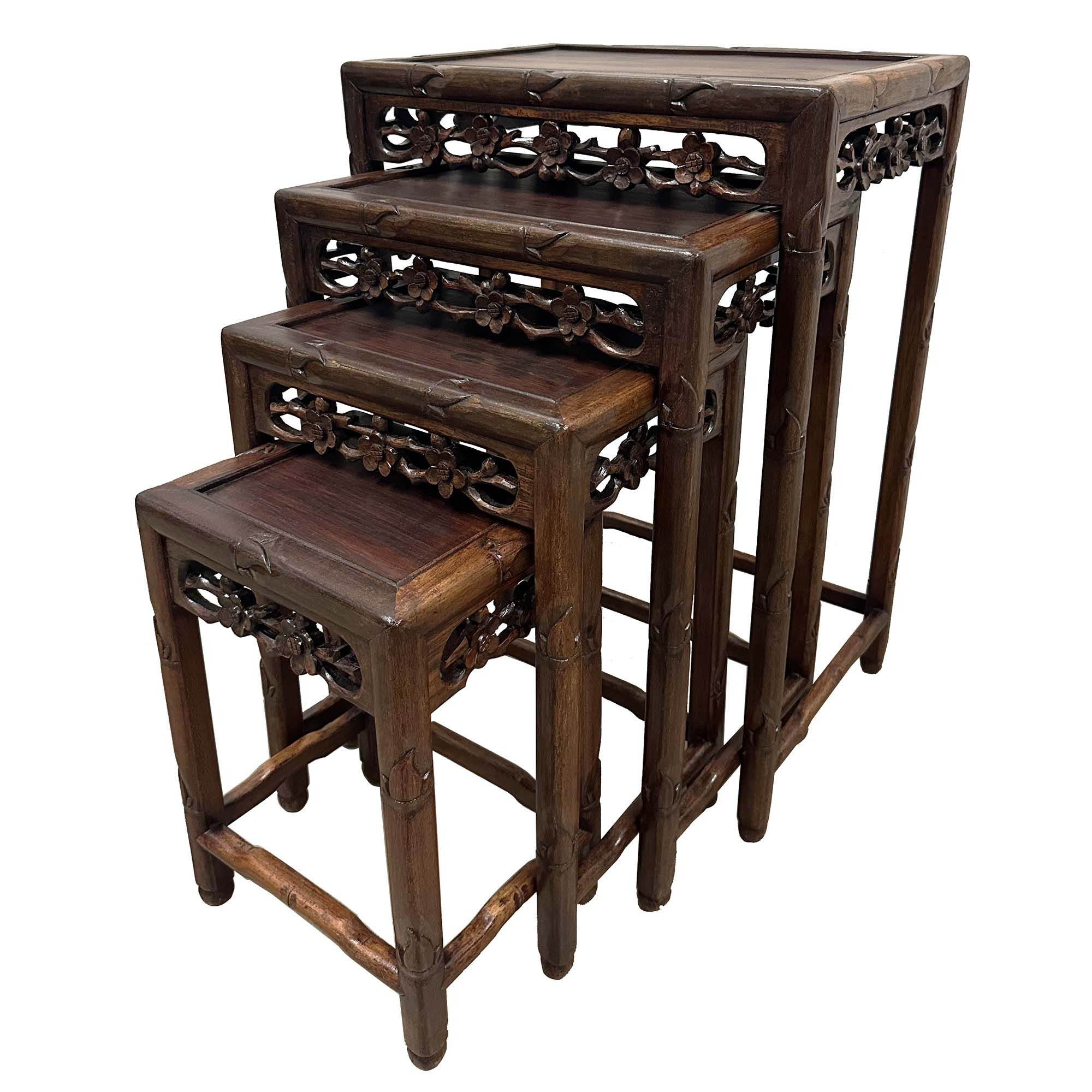 Early 20th Century Antique Chinese nest of four nesting tables, Hand-crafted