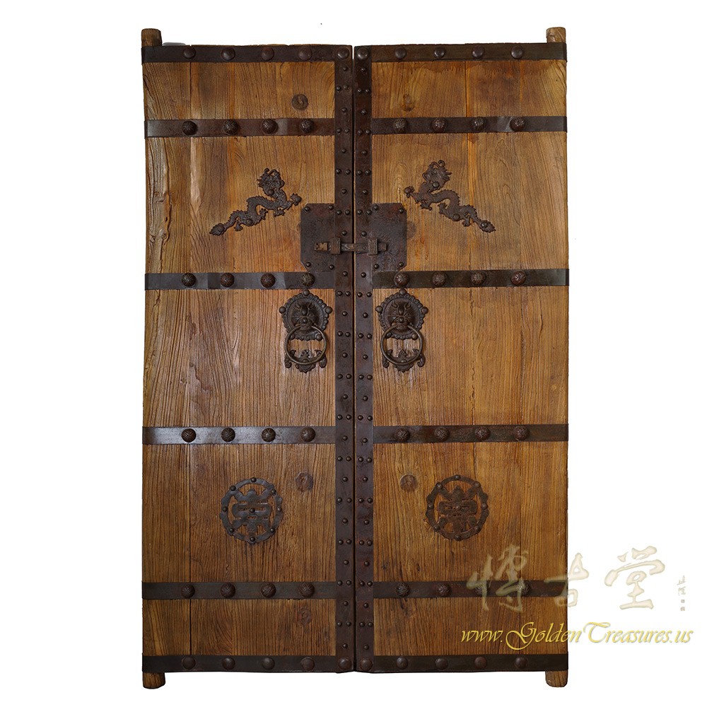 Pair of Antique Chinese Massive Court Yard Door Panels 27P01-2