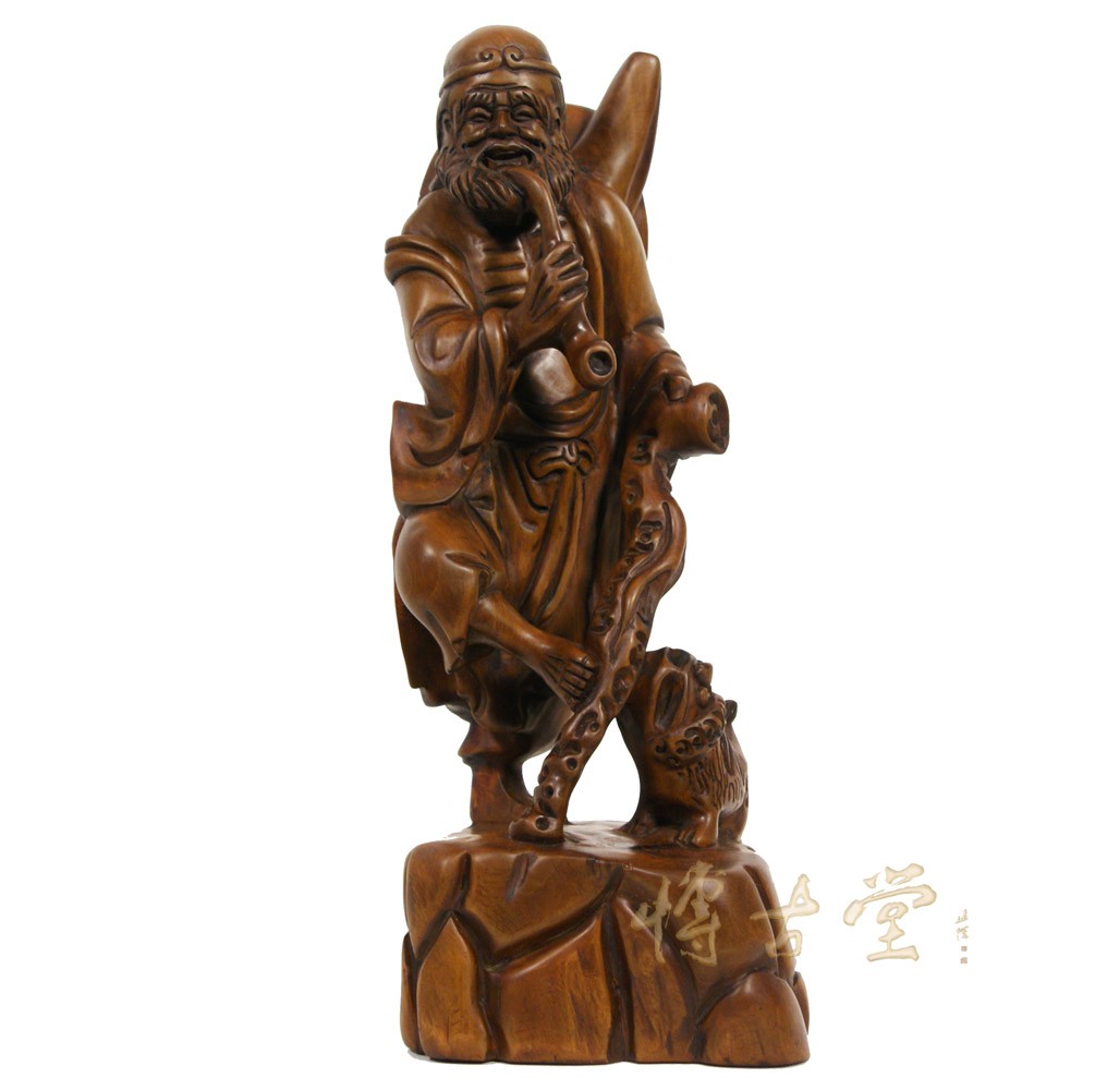 Chinese Antique Wood Carved Buddha Statuary Da Mo 27X07