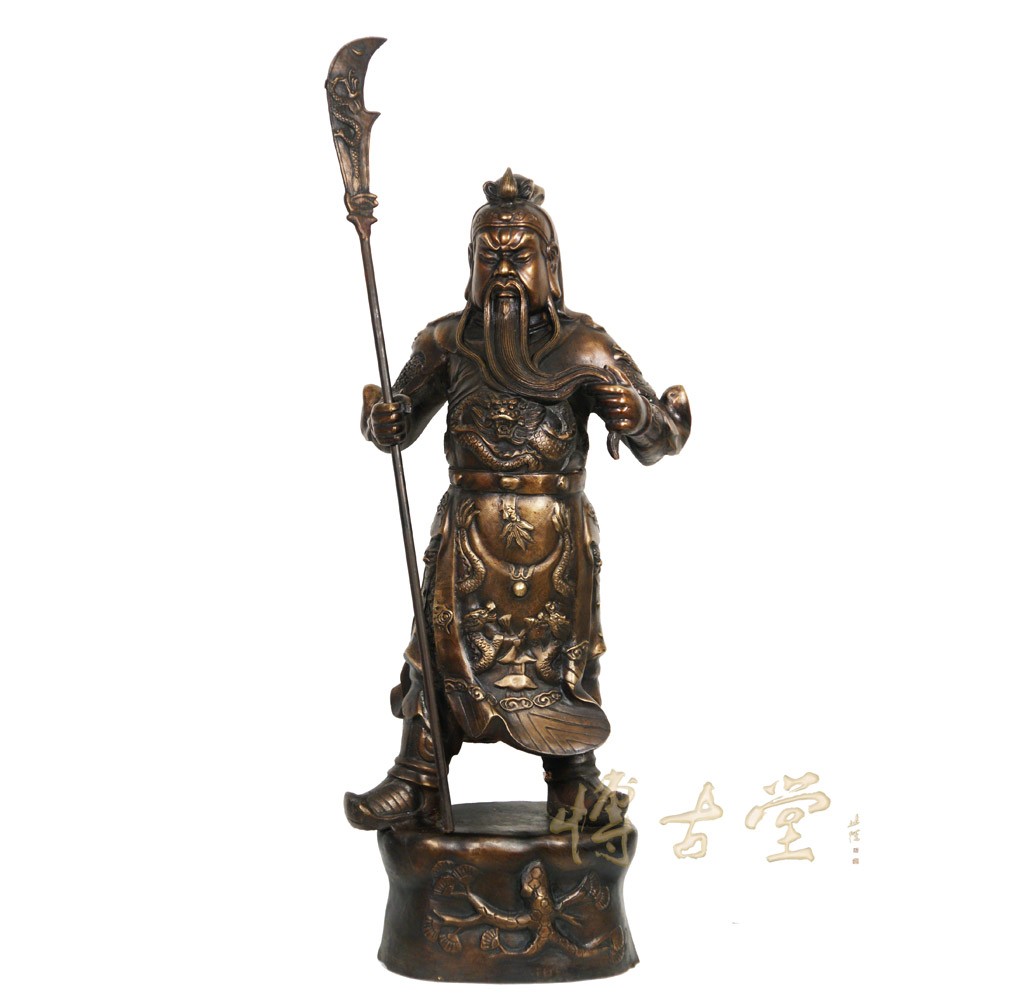 Chinese Antique Carved Bronze Guan Gong Statuary 27XH12