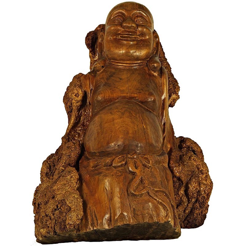 Chinese Antique Carved Stump Buddha Statuary