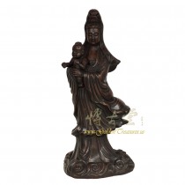 Vintage Chinese Carved Purple Clay Kwan Yin Statuary