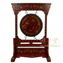 Antique Tibetan Dragon and Phoenix Drum with Stand