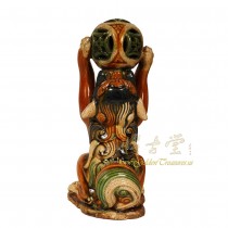Vintage Chinese Ceramic Glaze Foo Dog playing Ball