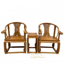 Vintage Chinese Camphor Wood Horseshoe Back Armchairs set