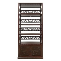 20th Century Chinese Hand Carved Rosewood Book Shelf/Display Cabinet