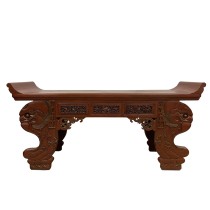 19th Century Antique Chinese Massive Red Lacquered Carved Altar Table/Console